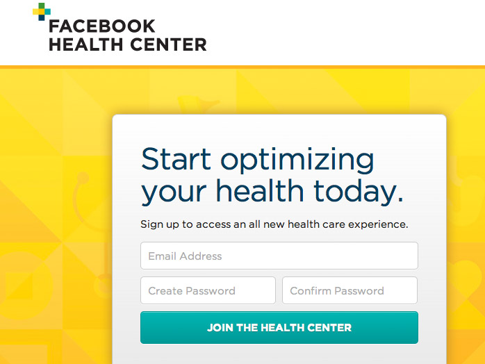 Facebook Health Center app interface