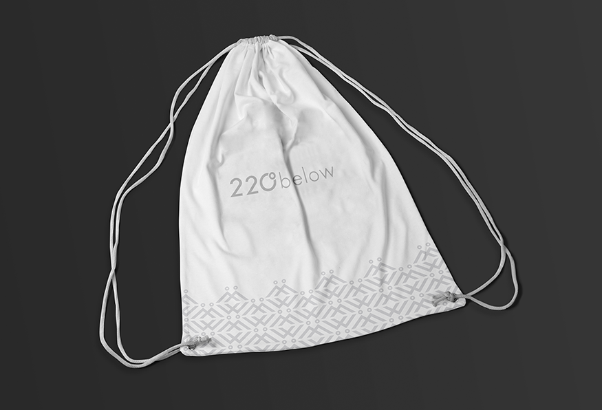 220 below branded drawstring bag