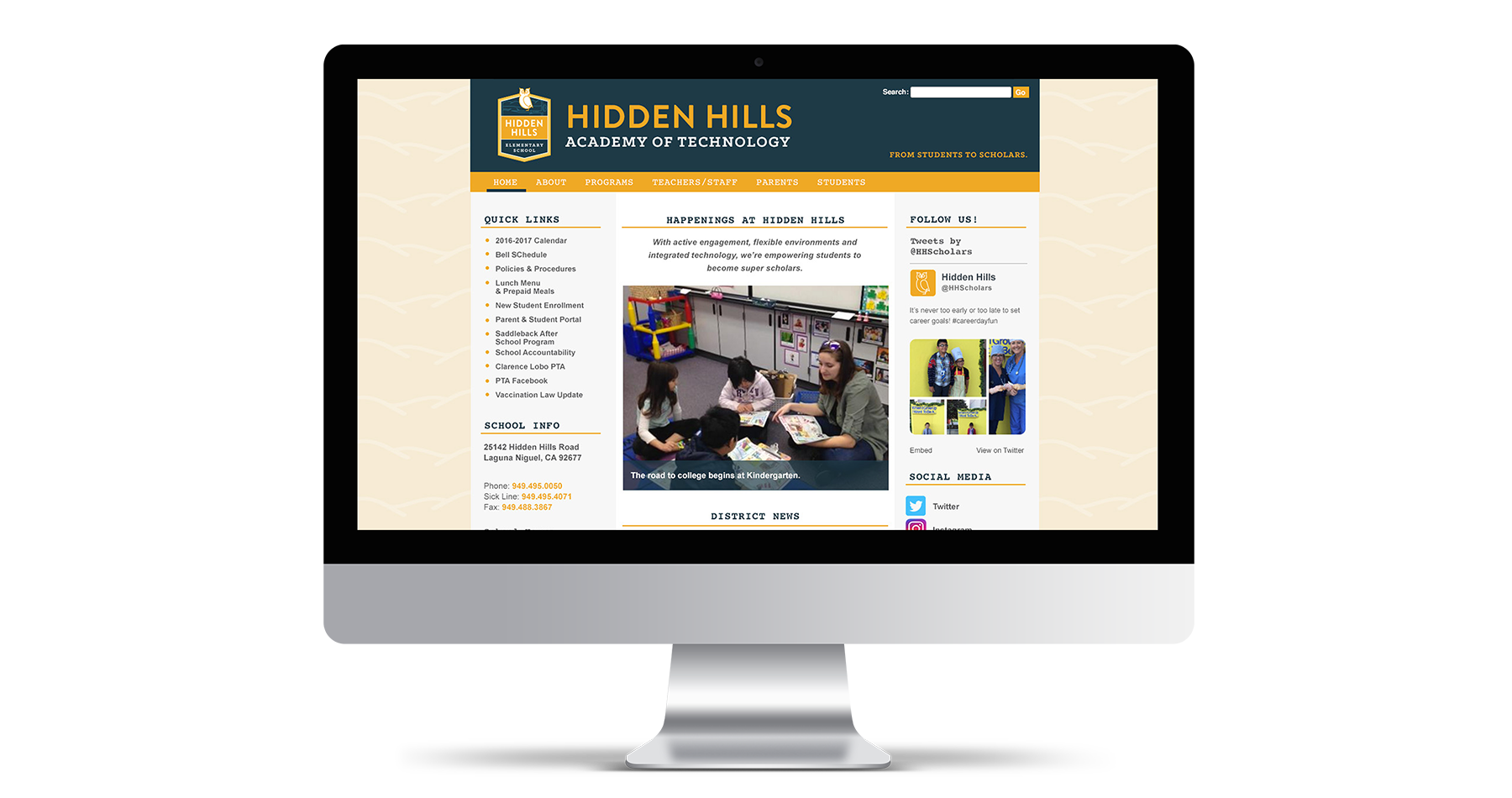 hidden hills elementary school website design