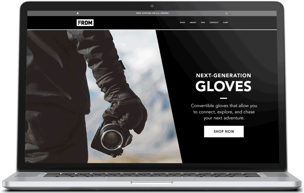 FRDM Gloves website screenshot