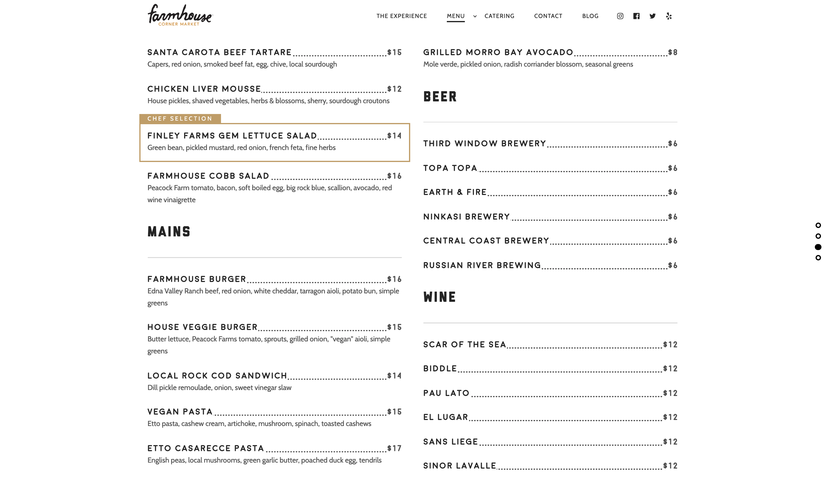 Farmhouse menu design